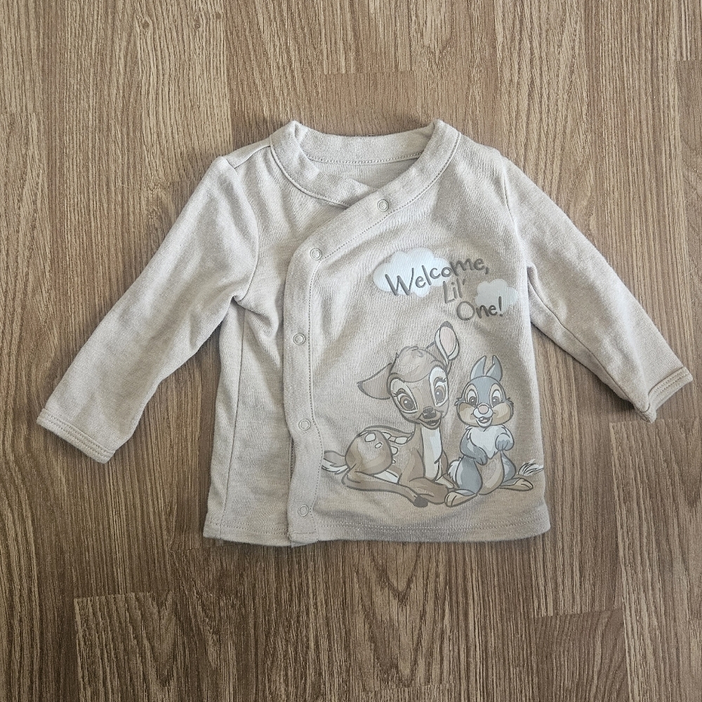 Disney Beige Snap Shirt with Bambi Graphic